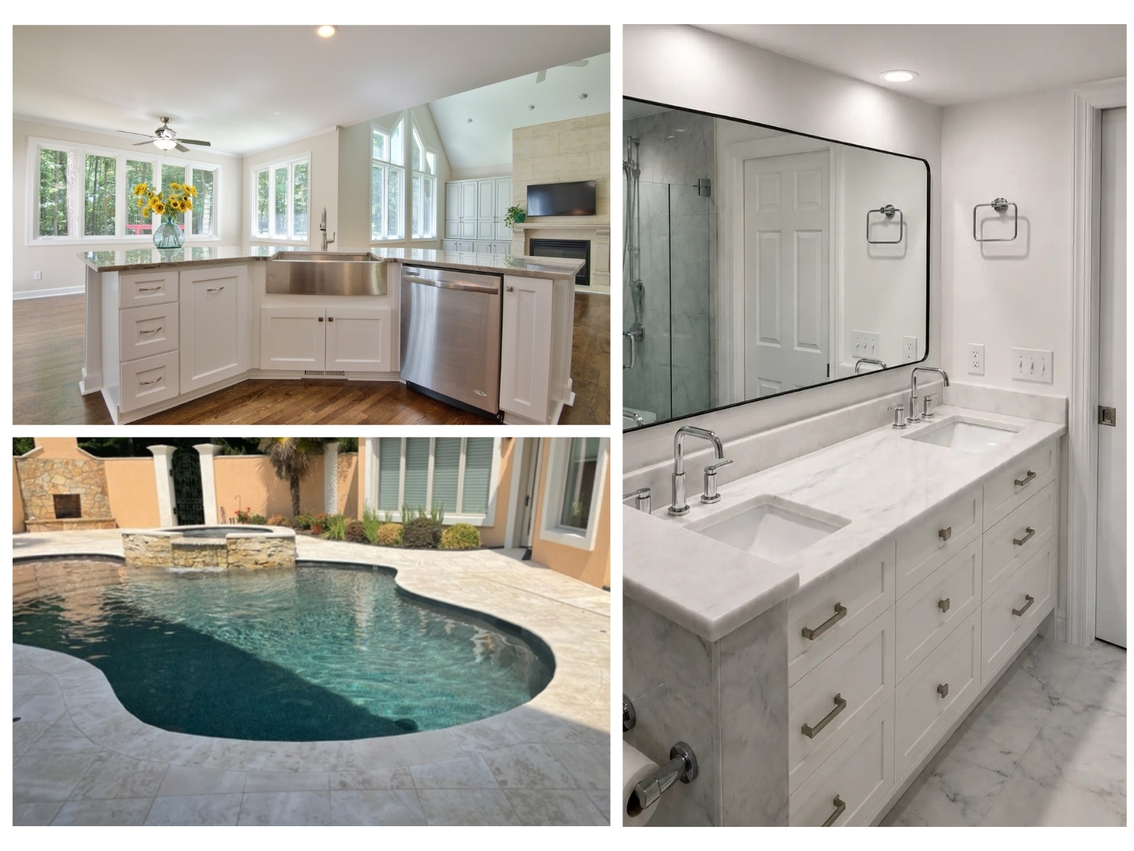 Finished kitchen, bathroom and outdoor living spaces